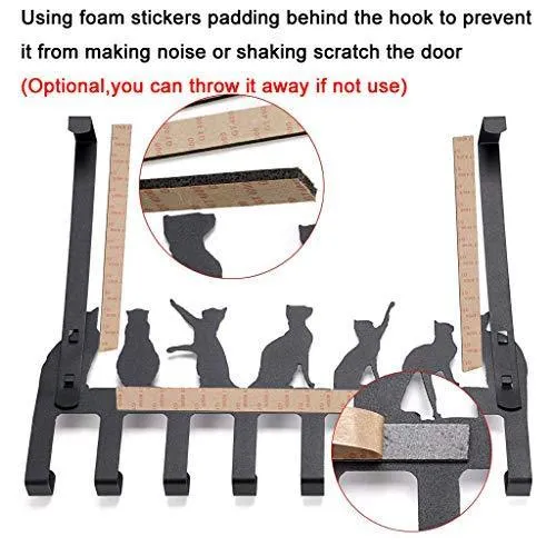 Wintek Over the Door Hook Hanger, Heavy Duty Organizer Rack for Towel, Coat , Bag - 8 Hooks, (Black)