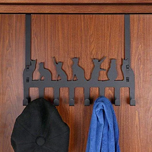 Wintek Over the Door Hook Hanger, Heavy Duty Organizer Rack for Towel, Coat , Bag - 8 Hooks, (Black)