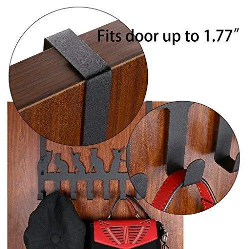 Wintek Over the Door Hook Hanger, Heavy Duty Organizer Rack for Towel, Coat , Bag - 8 Hooks, (Black)