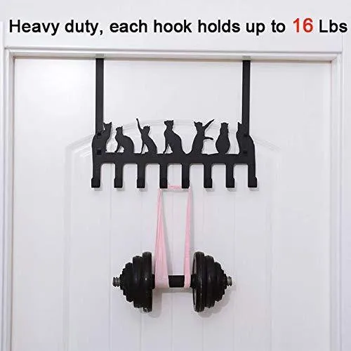Wintek Over the Door Hook Hanger, Heavy Duty Organizer Rack for Towel, Coat , Bag - 8 Hooks, (Black)
