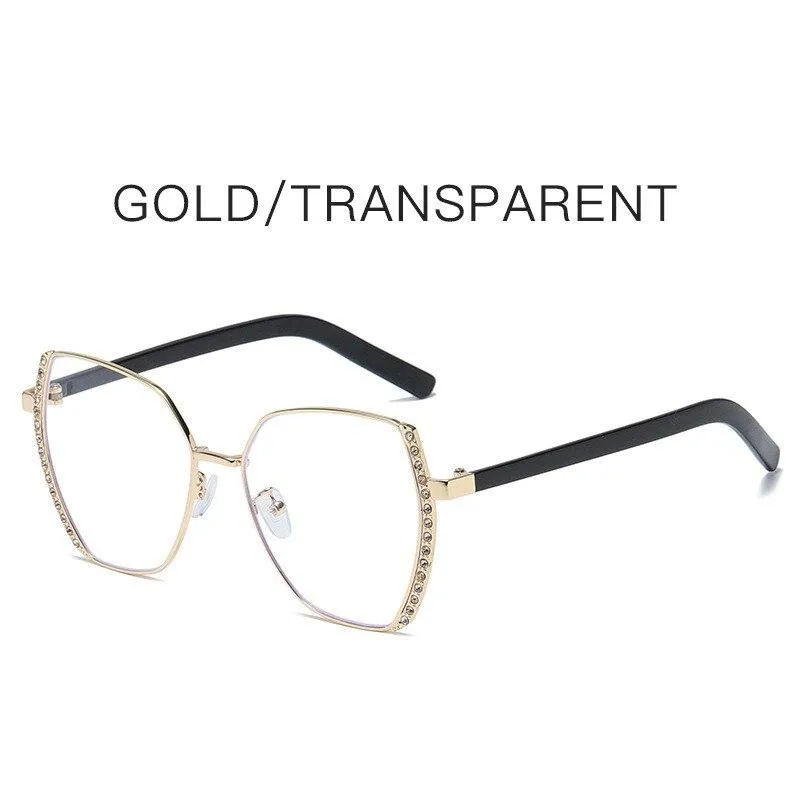 Women Oversized Square Sun Glasses Fashion Imitation Rhinestones Gradient Sunglass