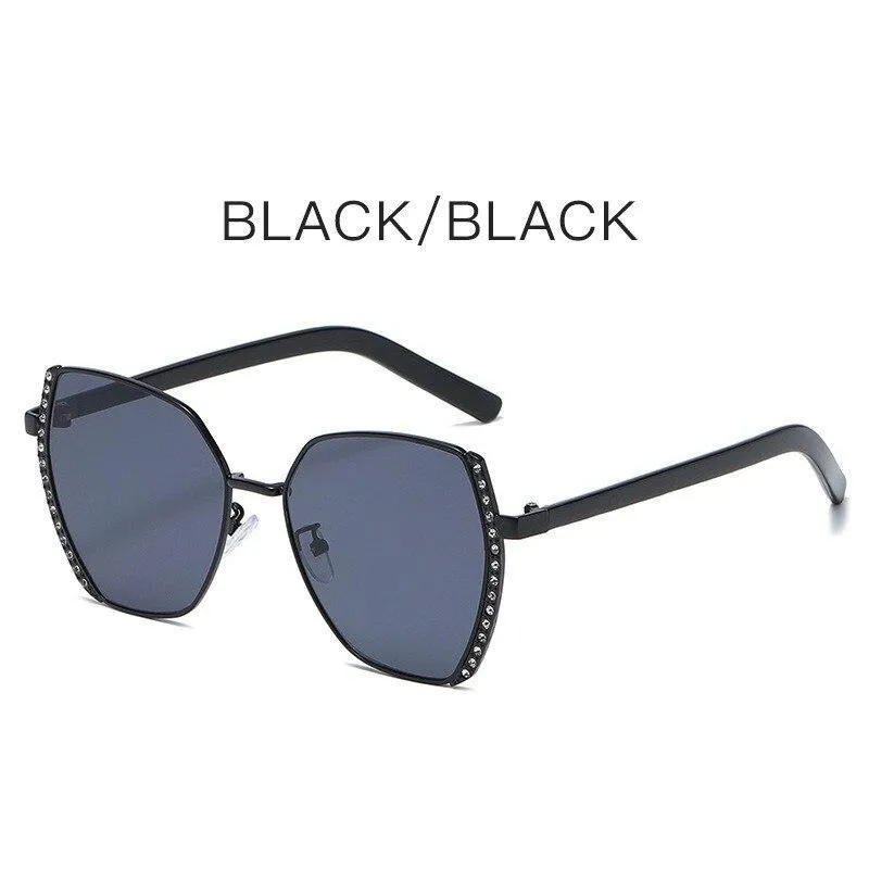 Women Oversized Square Sun Glasses Fashion Imitation Rhinestones Gradient Sunglass