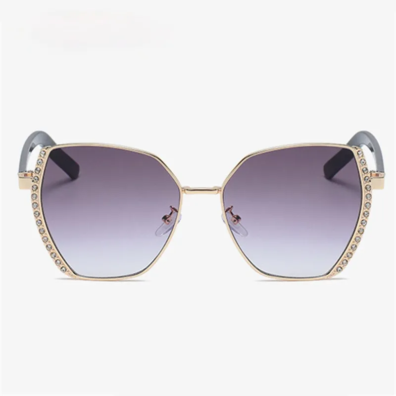 Women Oversized Square Sun Glasses Fashion Imitation Rhinestones Gradient Sunglass