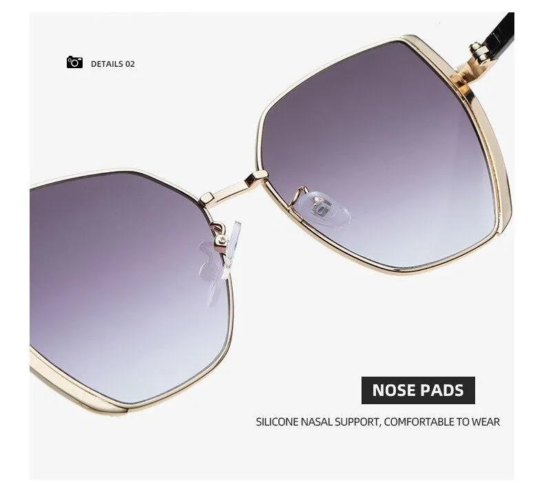 Women Oversized Square Sun Glasses Fashion Imitation Rhinestones Gradient Sunglass