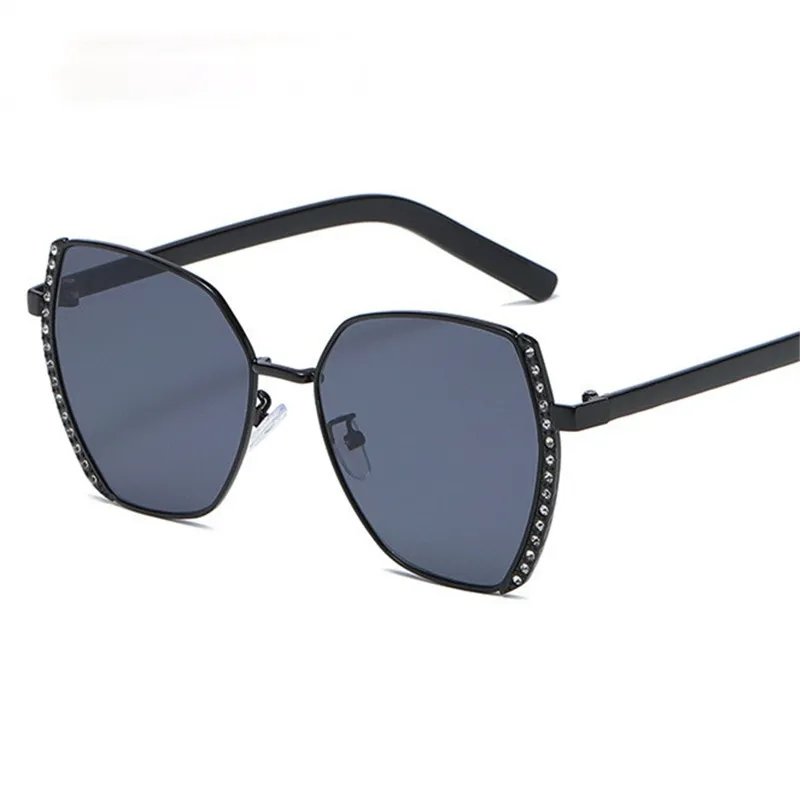 Women Oversized Square Sun Glasses Fashion Imitation Rhinestones Gradient Sunglass