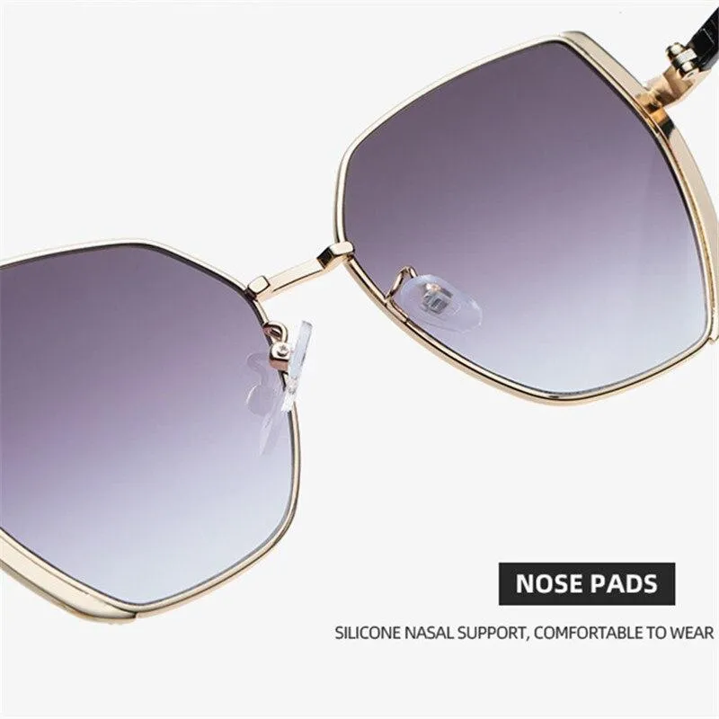 Women Oversized Square Sun Glasses Fashion Imitation Rhinestones Gradient Sunglass