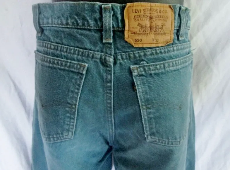 Womens Mens LEVI'S 550 Relaxed Fit JEANS Denim PANTS 32X30 OCEAN BLUE Dungarees