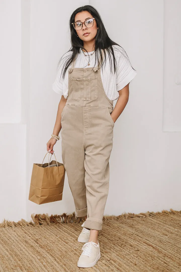 Woven Drift Relax Fit Overalls | Ash Mocha
