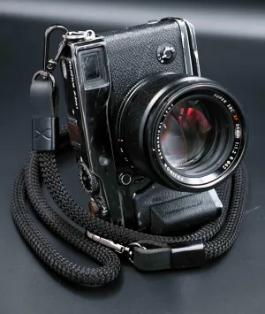 X  Black Strap - Black Leather - Black X -Camera Strap