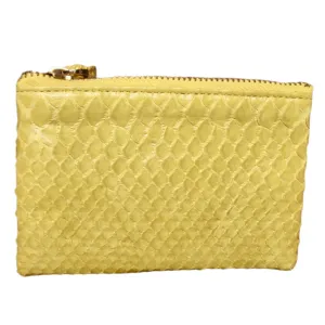 Yellow Python Leather Zip Pouch