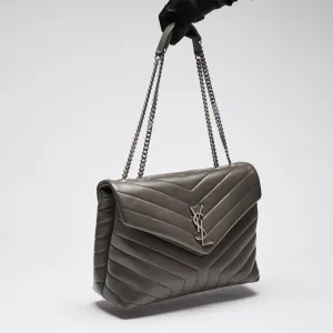YSL Medium Lou Lou Grey Hand Bag
