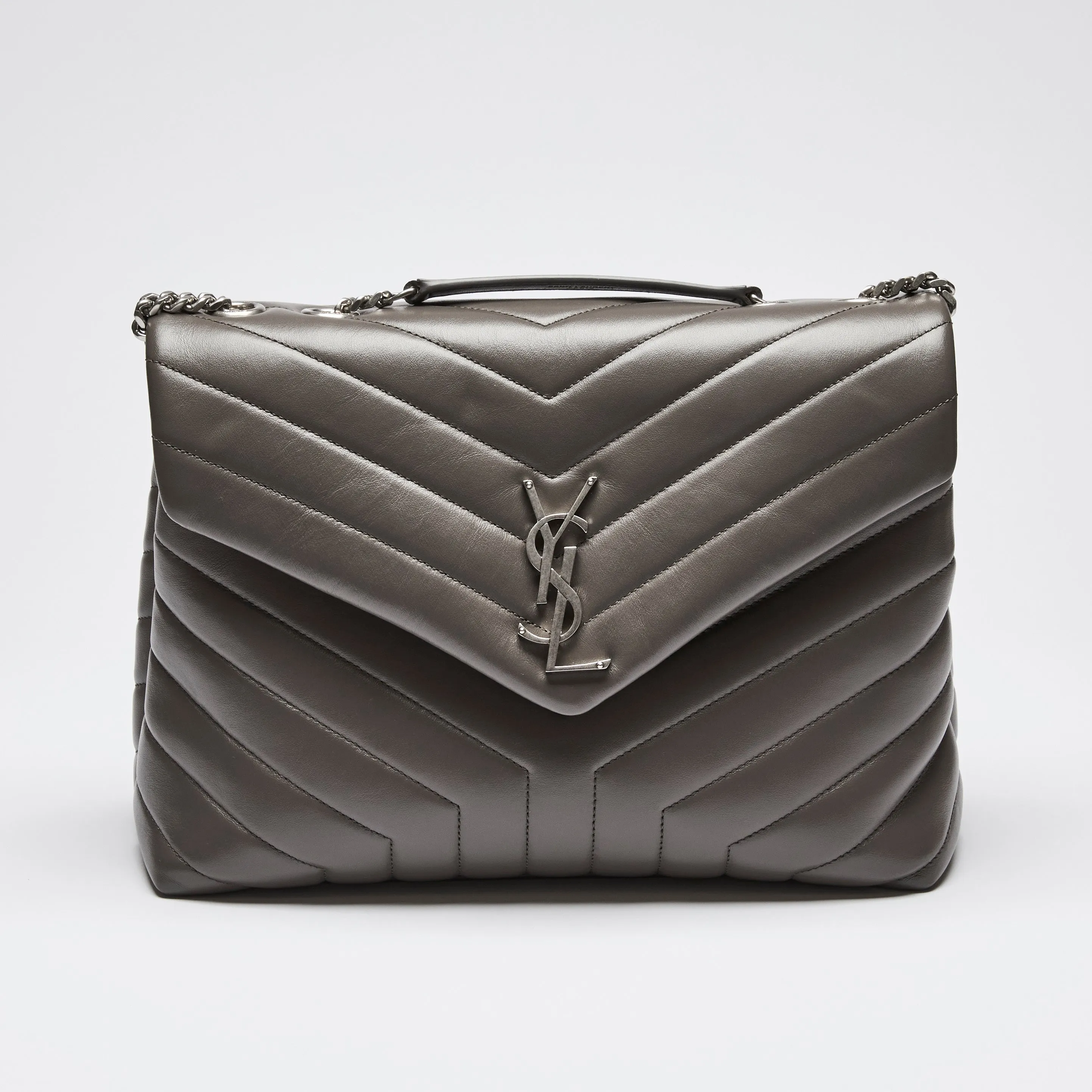 YSL Medium Lou Lou Grey Hand Bag