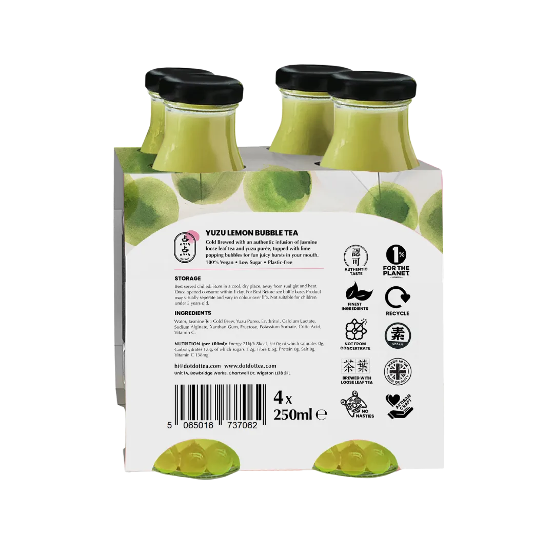 Yuzu Lemon Bubble Tea  4 x 4 x 250ml